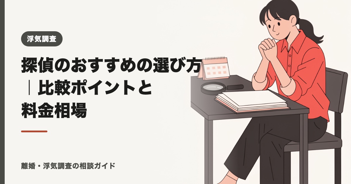探偵のおすすめの選び方｜比較ポイントと料金相場【2026年】